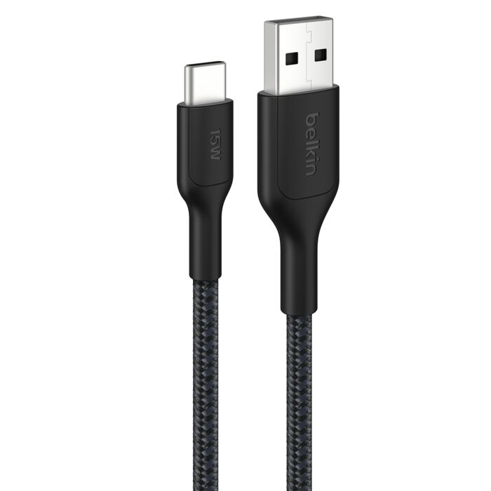 Belkin BoostCharge Pro Braided USB-A to USB-C Cable 15W - 3m (Black) - 745883915354