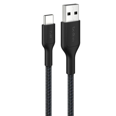 Belkin BoostCharge Pro Braided USB-A to USB-C Cable 15W - 3m (Black) - 745883915354