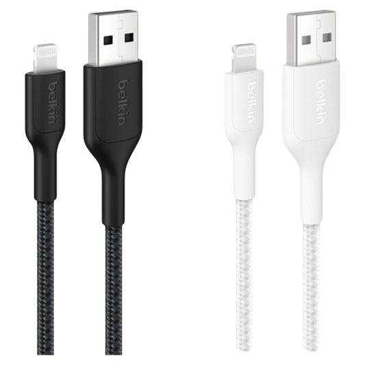 Belkin BoostCharge Pro Braided USB-A Cable with Lightning Connector 1m/2m - (Black/White)