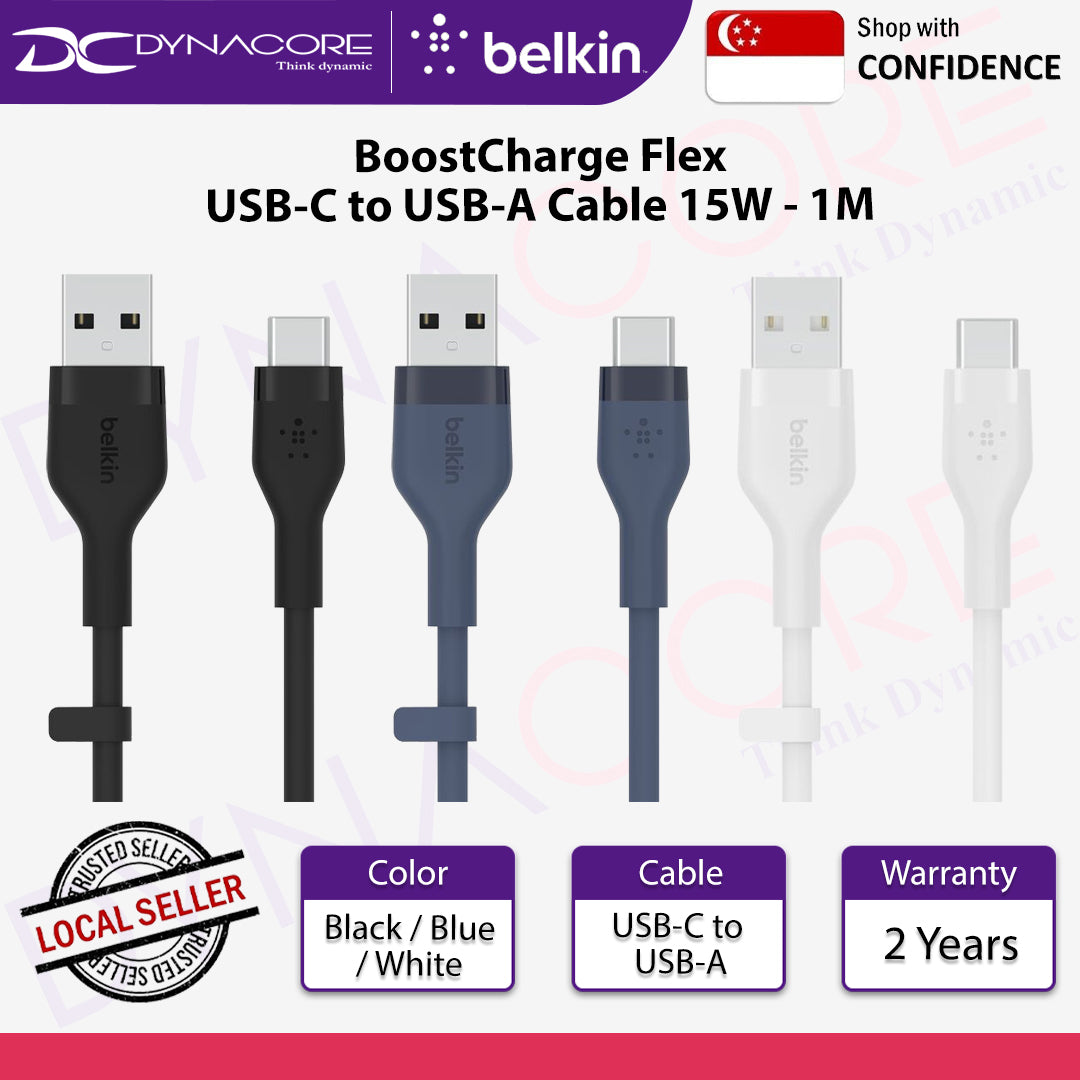 Belkin BoostCharge Flex USB-C to USB-A Cable 15W - 1m (Black / Blue / White)