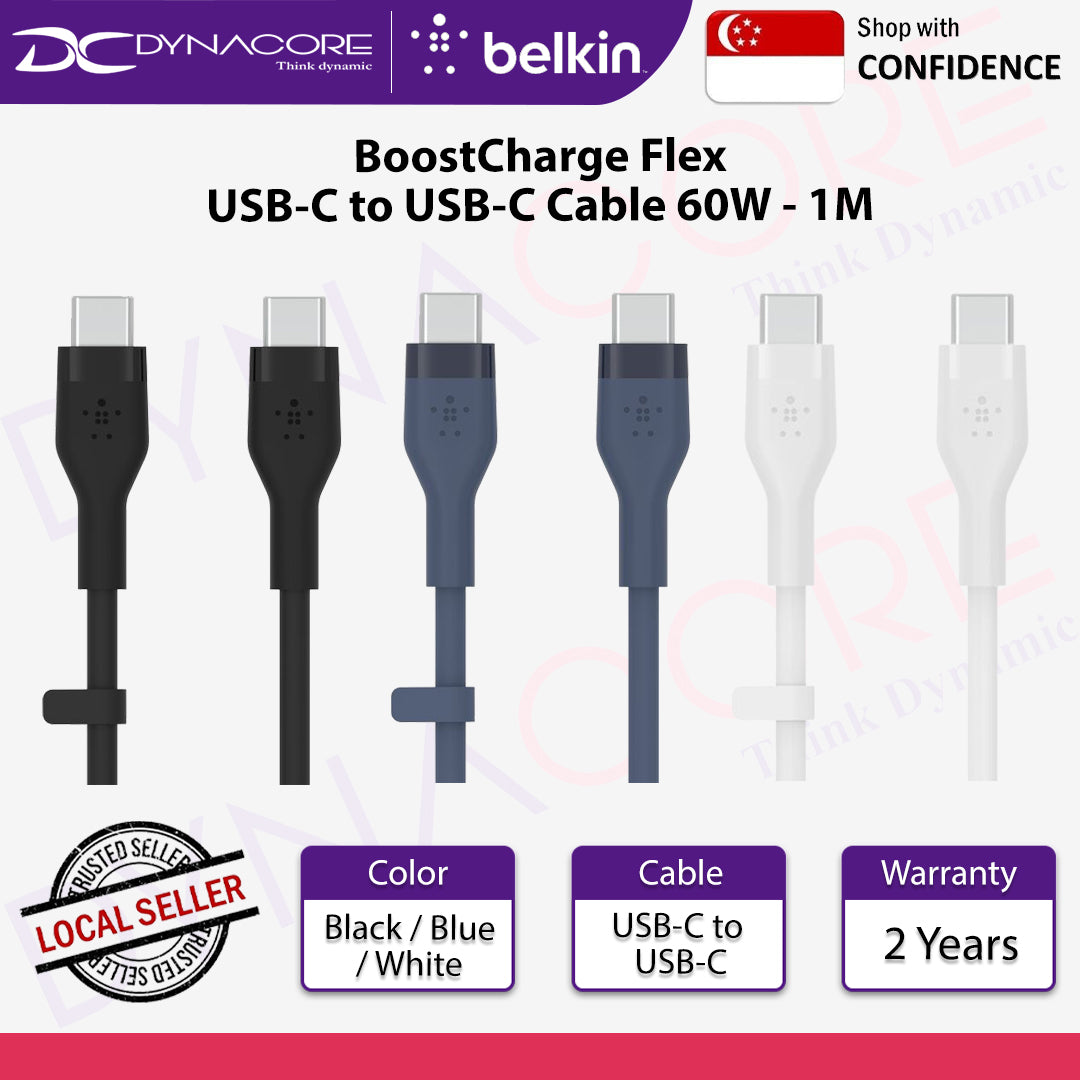 Belkin BoostCharge Flex USB-C to USB-C Cable 60W - 1M (Black / Blue / White)