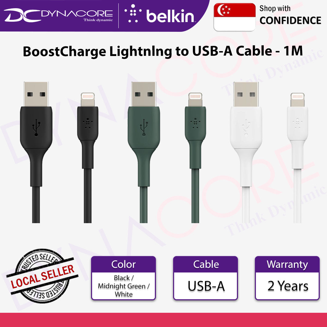 Belkin BoostCharge Lightning to USB-A Cable 1M - Black / Midnight Green / White