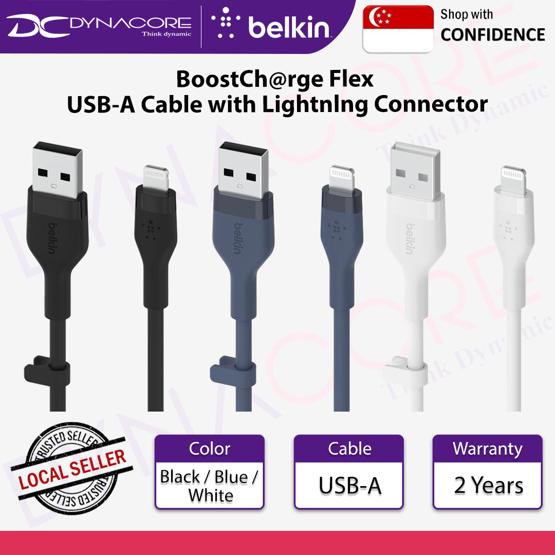 Belkin BoostCharge Flex USB-A Cable with Lightning Connector - (Black / Blue / White)