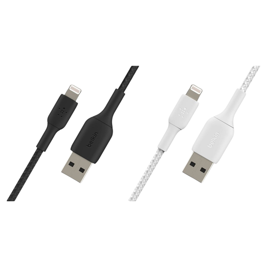 Belkin BoostCharge Braided Lightning to USB-A Cable - 1m (Black / White)