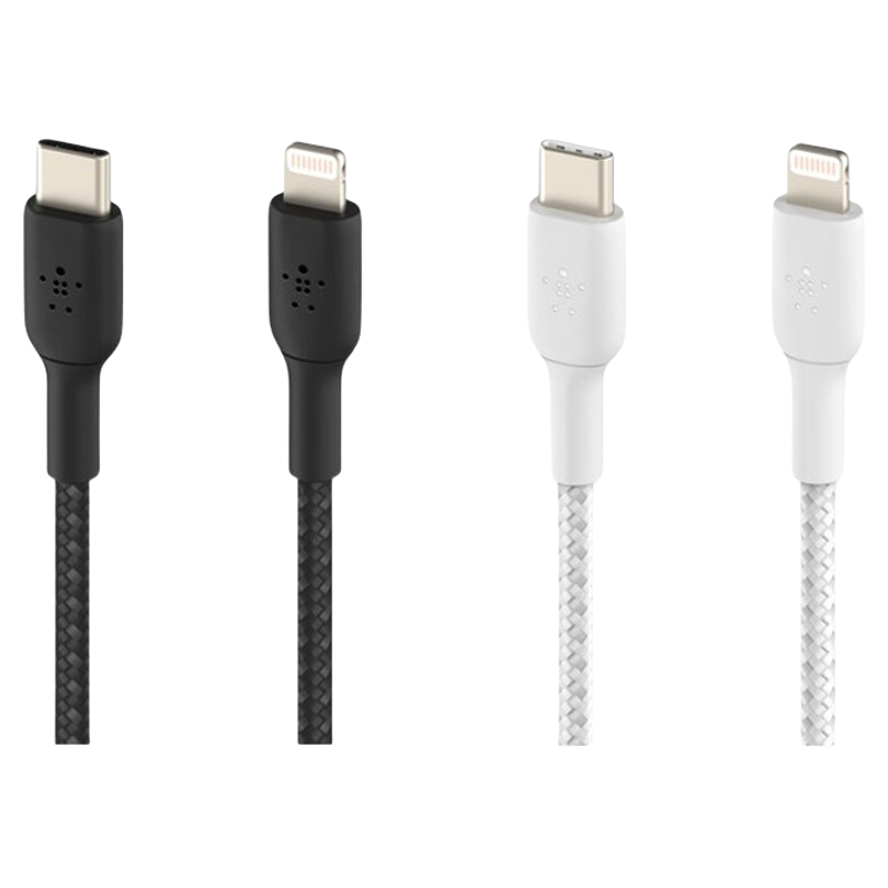 Belkin BoostCharge Braided USB-C to Lightning Cable - 1m (Black/White)