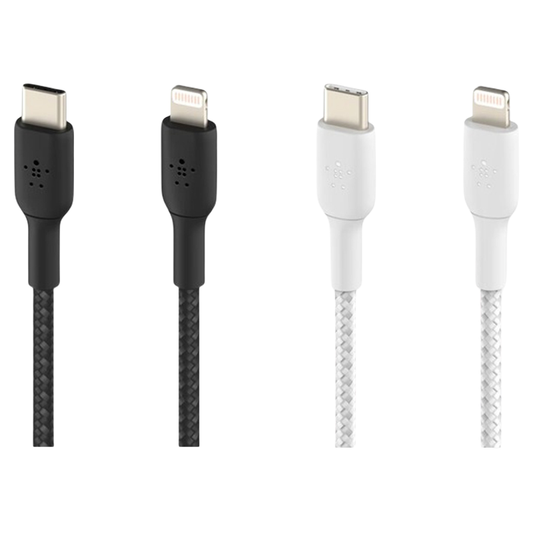 Belkin BoostCharge Braided USB-C to Lightning Cable - 1m (Black/White)