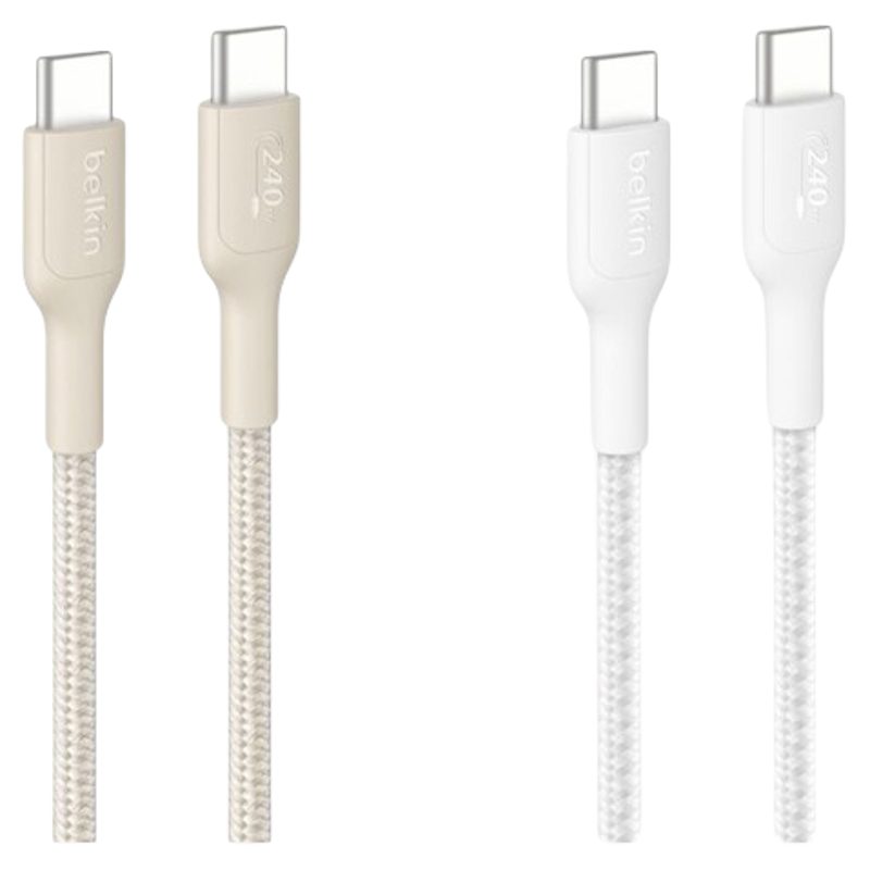 Belkin BoostCharge Pro USB-C to USB-C Braided Cable 240W - 1M (Sand/White)