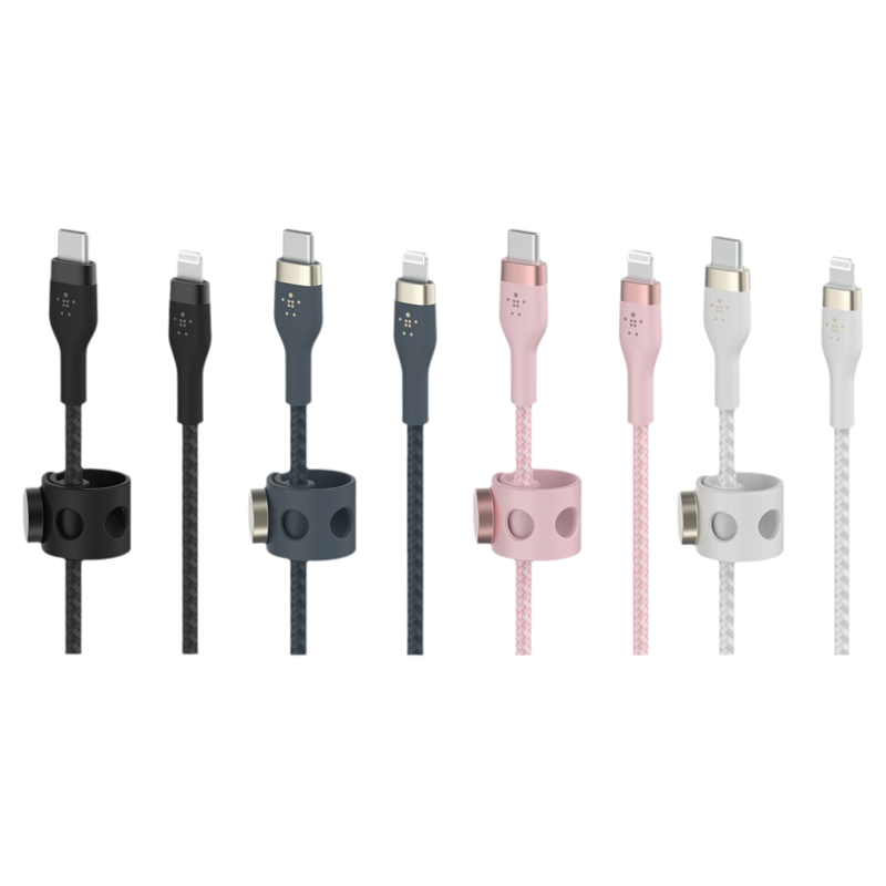 Belkin BoostCharge Pro Flex USB-C Cable with Lightning Connector - (Black / Blue / Pink / White)