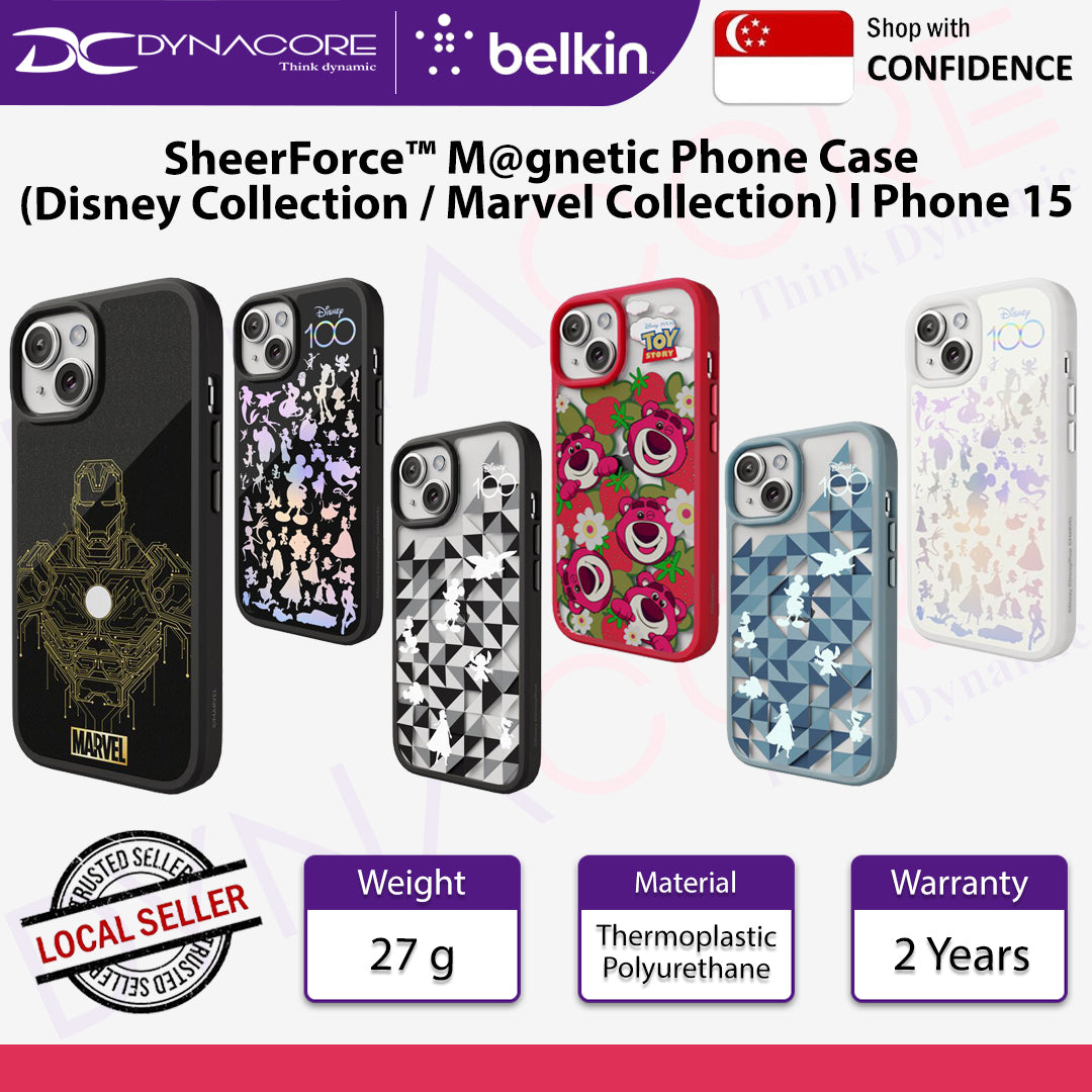 Belkin SheerForce Magnetic Phone Case (Disney Collection / Marvel Collection) l Phone 15