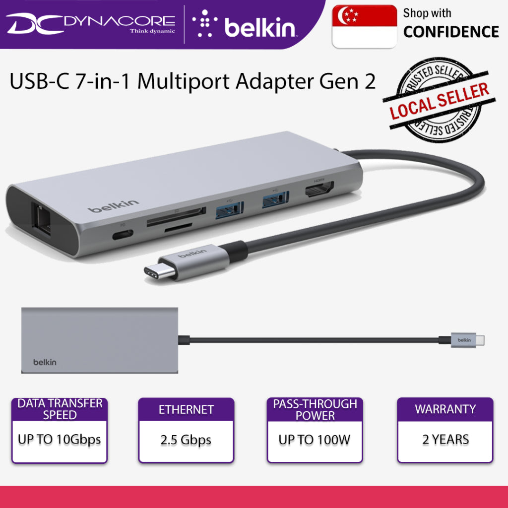 BELKIN Connect USB-C 7-in-1 Multiport Adapter Gen 2 - INC009BTSGY - 745883842797