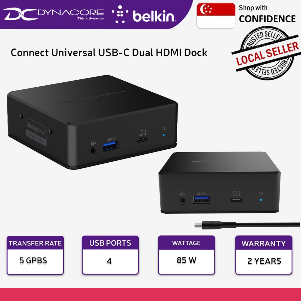 BELKIN Connect Universal USB-C Dual HDMI Display Dock - INC002QCBK - 745883813643