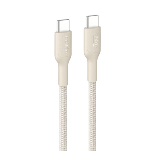 Belkin BoostCharge Pro USB-C to USB-C Braided Cable 240W - 1M (Sand/White)
