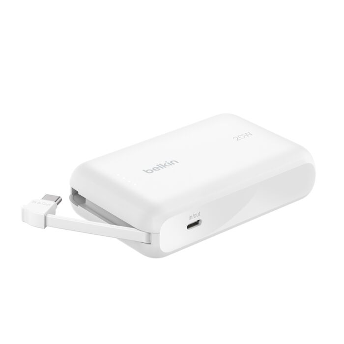 BELKIN POWER BANK 10K W/ CABLE WHITE PD 20W - 745883893393