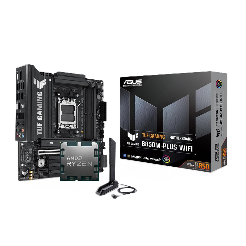 ASUS TUF GAMING B850M-PLUS WIFI7 AM5 m-ATX MOTHERBOARD + AMD RYZEN 7 7800X3D 4.2GHz 8CORE/16THREAD TRAY PROCESSOR - 4711636179034+100-000000910