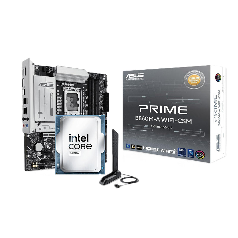 ASUS PRIME B860M-A WIFI-CSM MOTHERBOARD + INTEL CORE ULTRA 250K PLUS 4.2GHz 18C/18T LGA 1851 TRAY PROCESSOR - 4711387806296+U5250KT