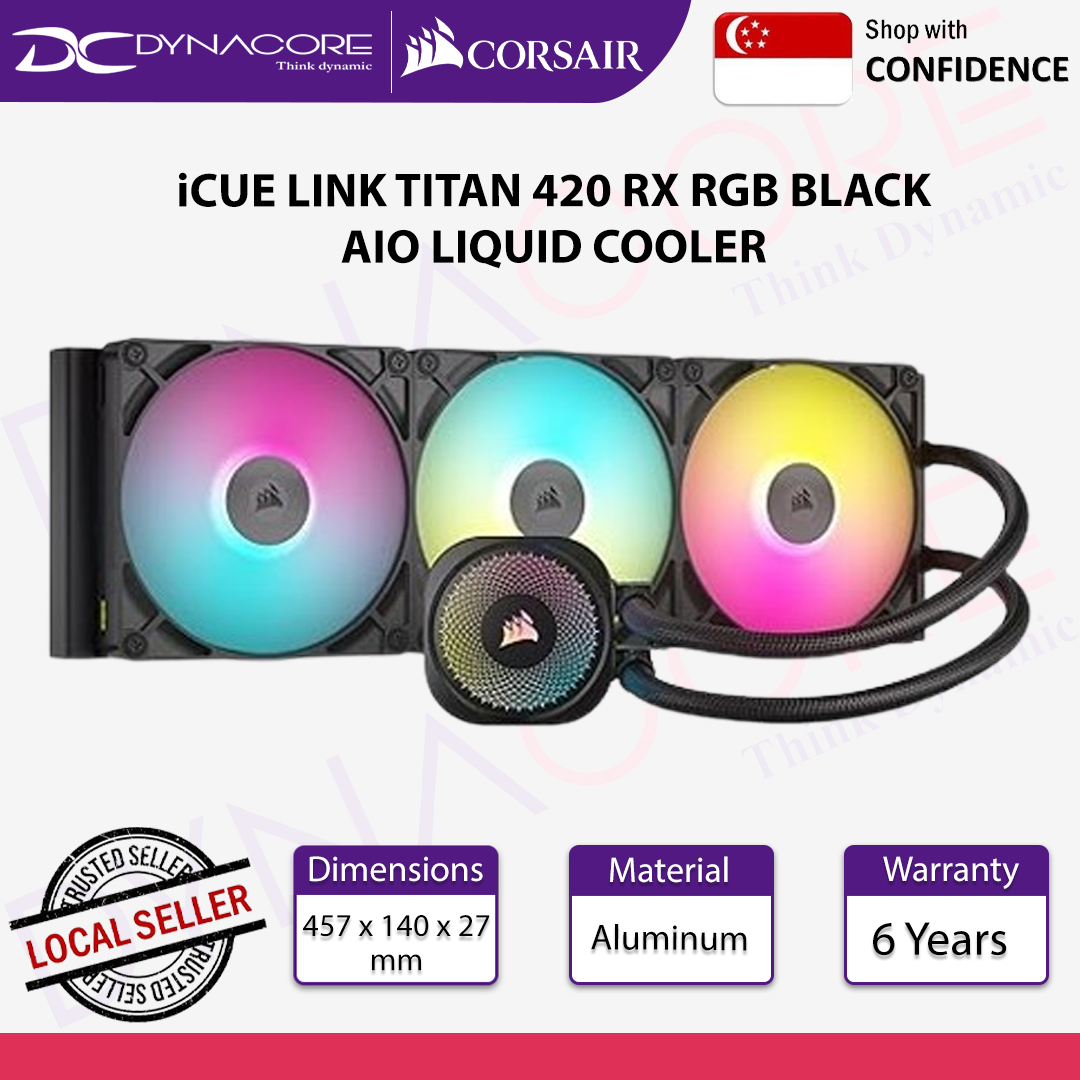 Corsair iCUE Link Titan 420 RX RGB Liquid CPU Cooler with RX140 RGB Fans - Black - 840006685449