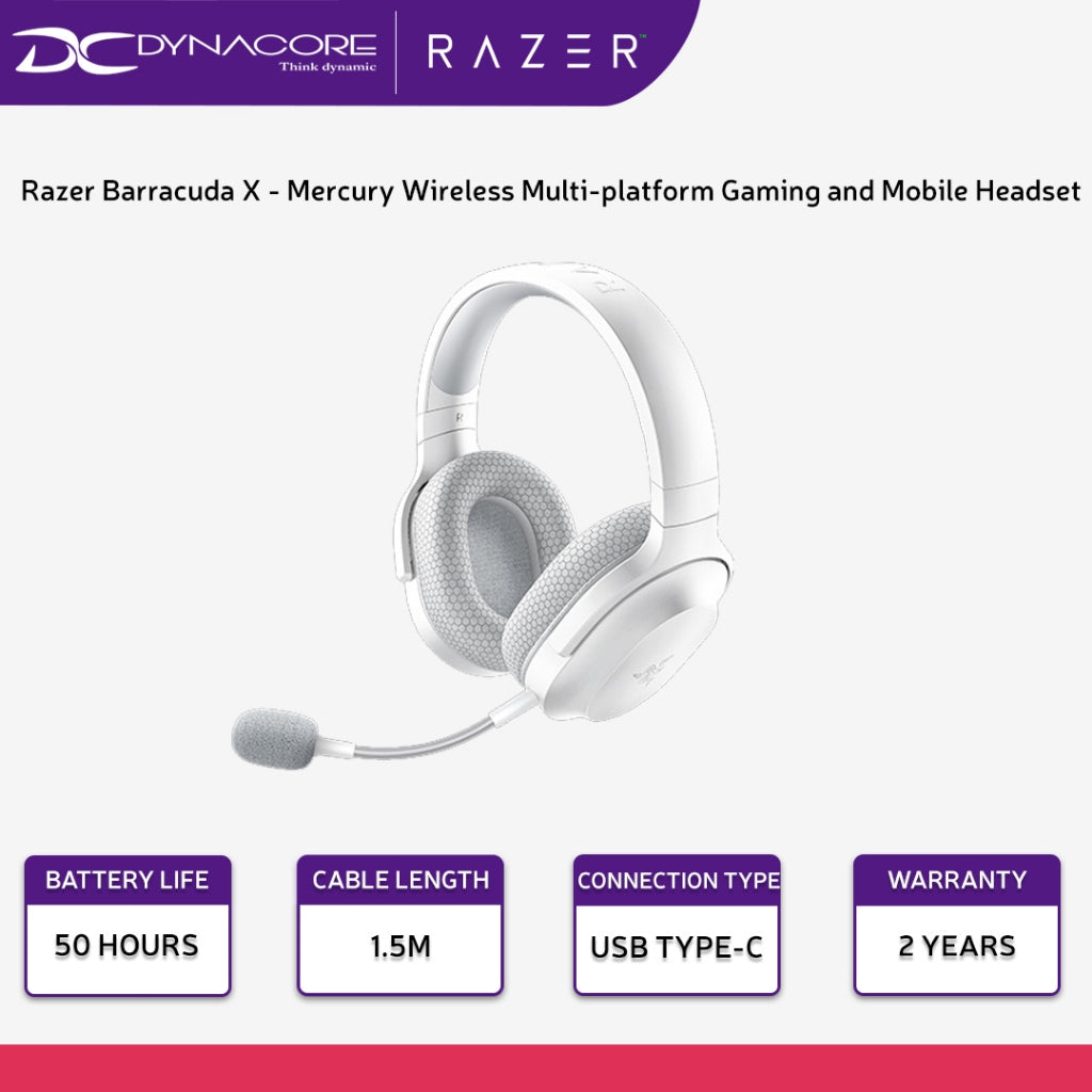 Razer Barracuda X - Mercury Wireless Multi-platform Gaming and Mobile Headset RZ04-04430200-R3M1 - 8886419379874