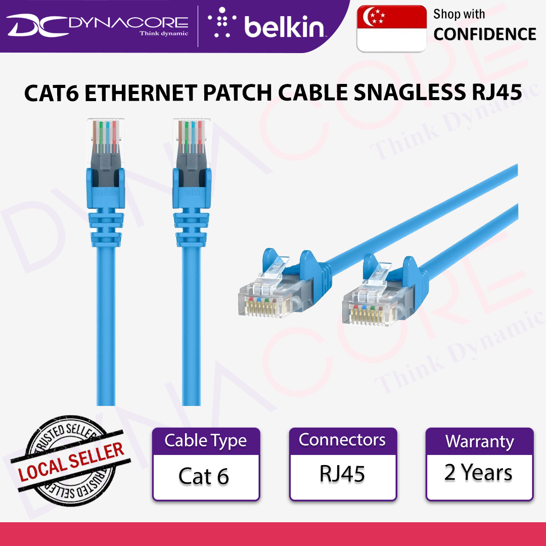 BELKIN CAT6 ETHERNET PATCH CABLE SNAGLESS RJ45 1M / 2M / 3M / 5M / 10M / 15M