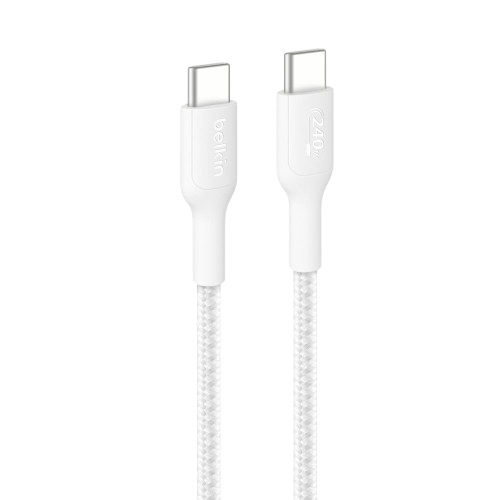 Belkin BoostCharge Pro USB-C to USB-C Braided Cable 240W - 1M - White - 745883915712
