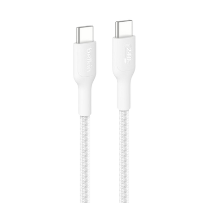 Belkin BoostCharge Pro USB-C to USB-C Braided Cable 240W - 1M - White - 745883915712