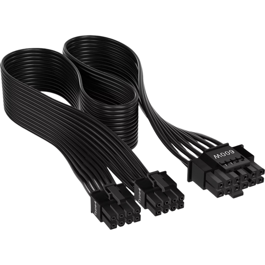 Corsair 12+4pin PCIe Gen 5 Type-4 600W 12VHPWR Cable Flat Ribbon Black - 840006692898
