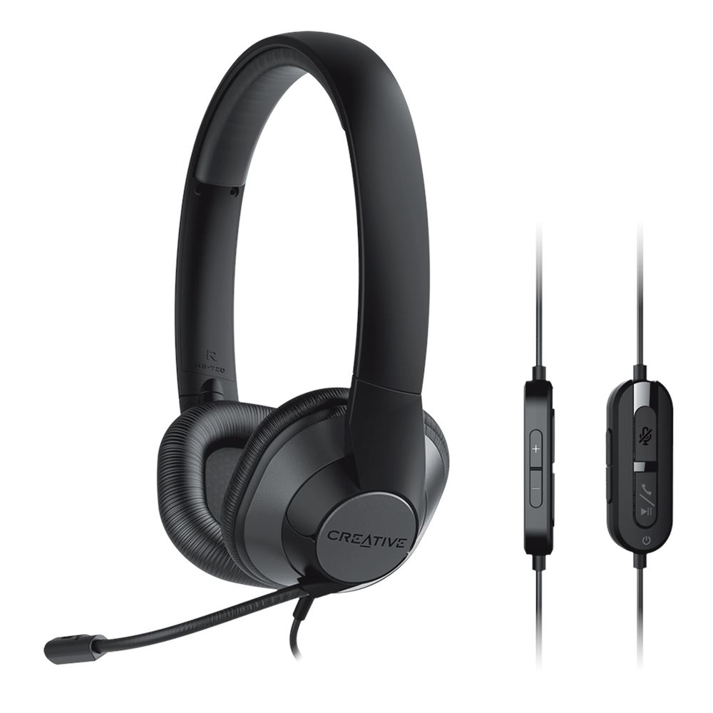 Creative HS-720 V2 USB Digital Audio On-Ear Headset with Noise-Cancelling Condenser Boom Mic Black - 54651194632