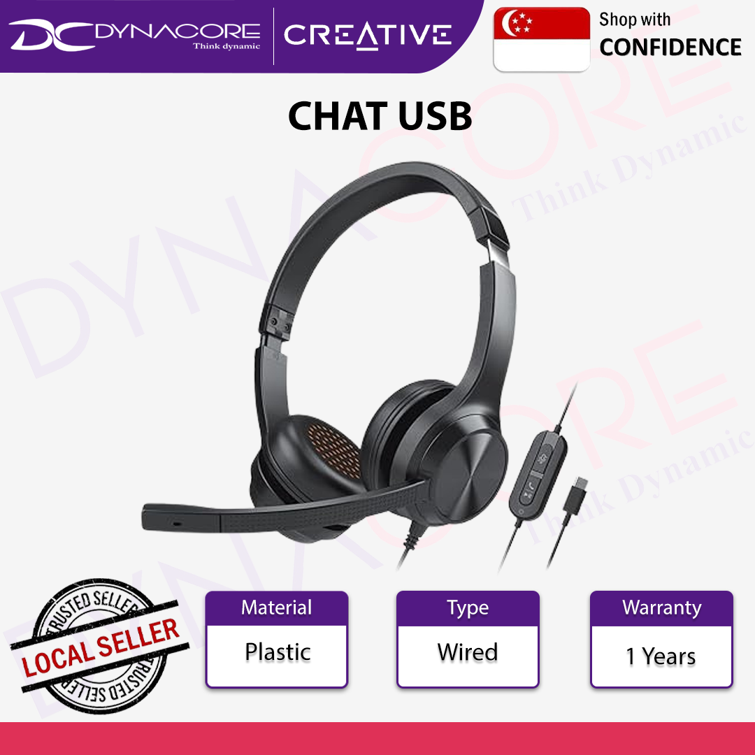 Creative Chat USB Type C On-Ear with Noise-Cancelling Mic with HD digital audio, noise-cancelling mic - 5390660194832