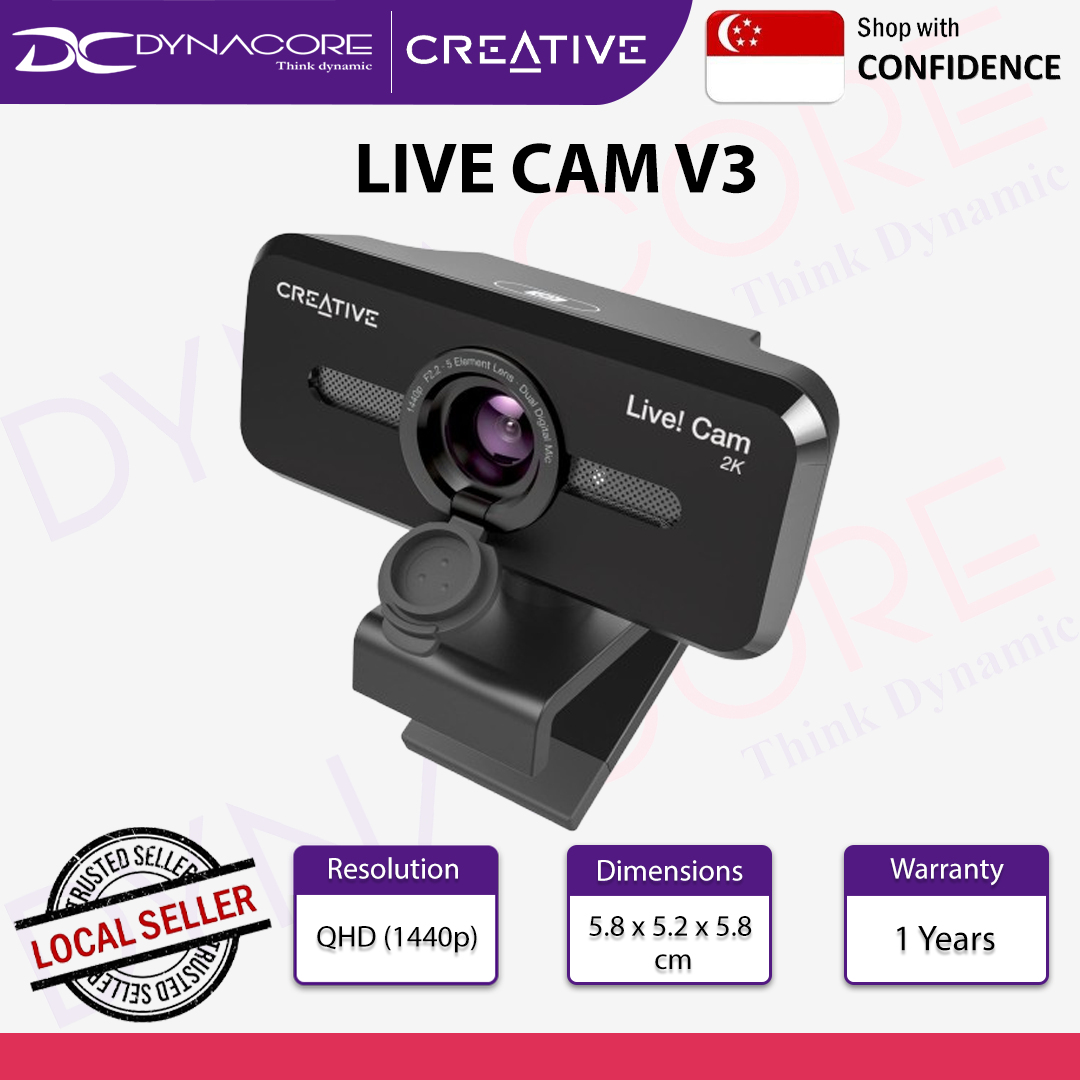 Creative Live! Cam Sync V3 - 2k QHD Webcam with 4K Digital Zoom and Built-in Mics - 5390660195365