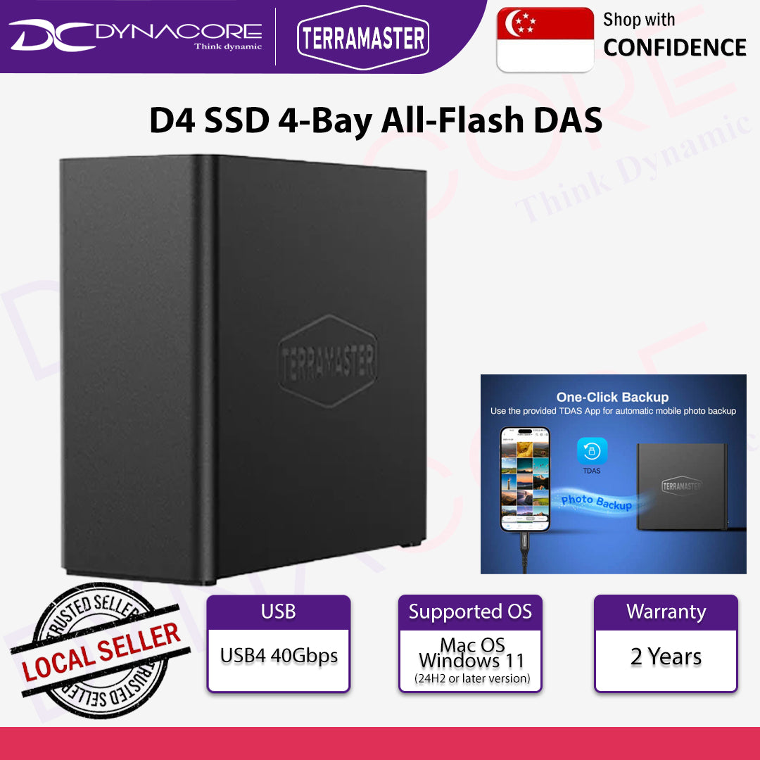 TERRAMASTER D4 SSD 4-Bay All-Flash M.2 NVME DAS Enclosure (Diskless)