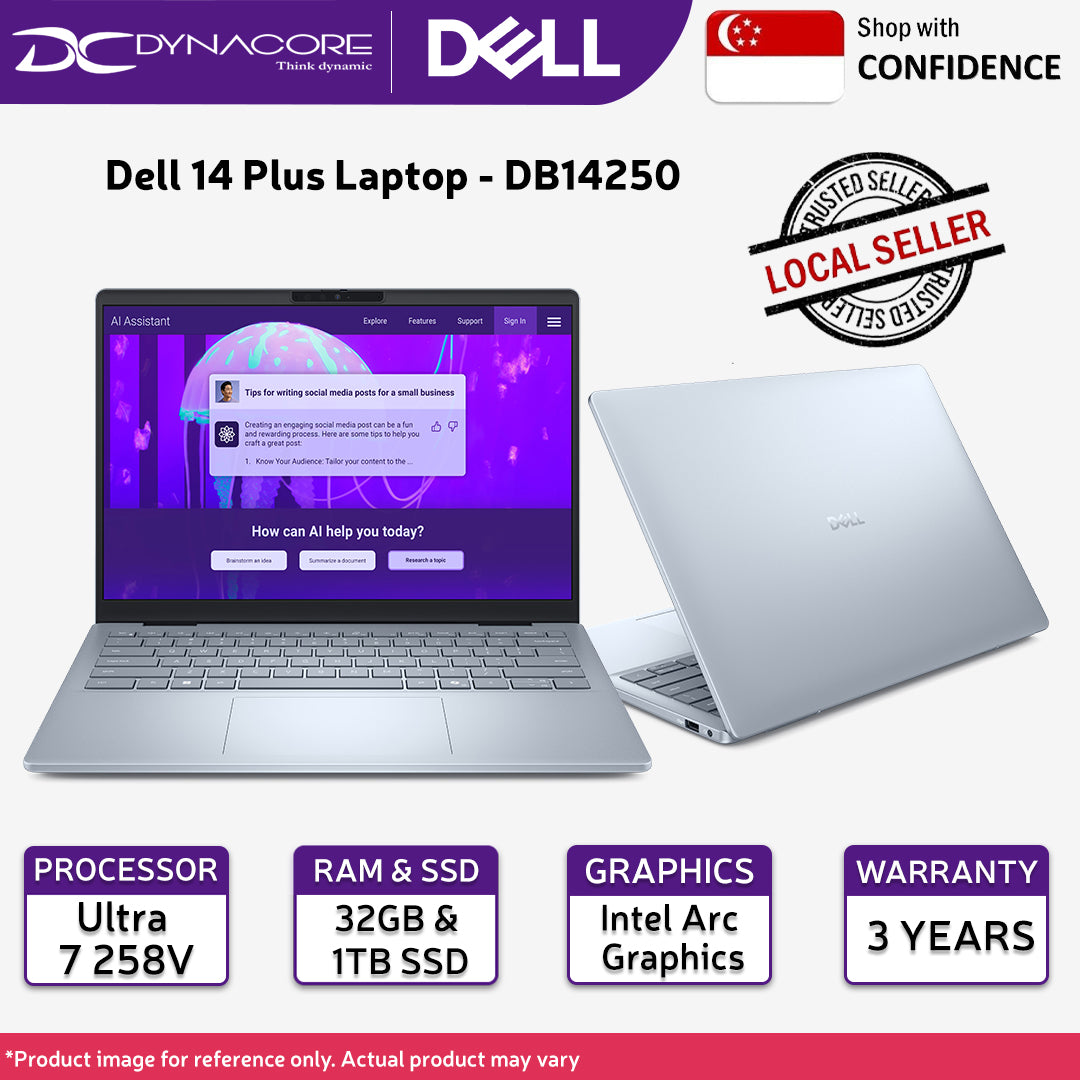 Dell 14 Plus Laptop -DB14250 (Ultra 7 258V / 32GB RAM / 1TB SSD