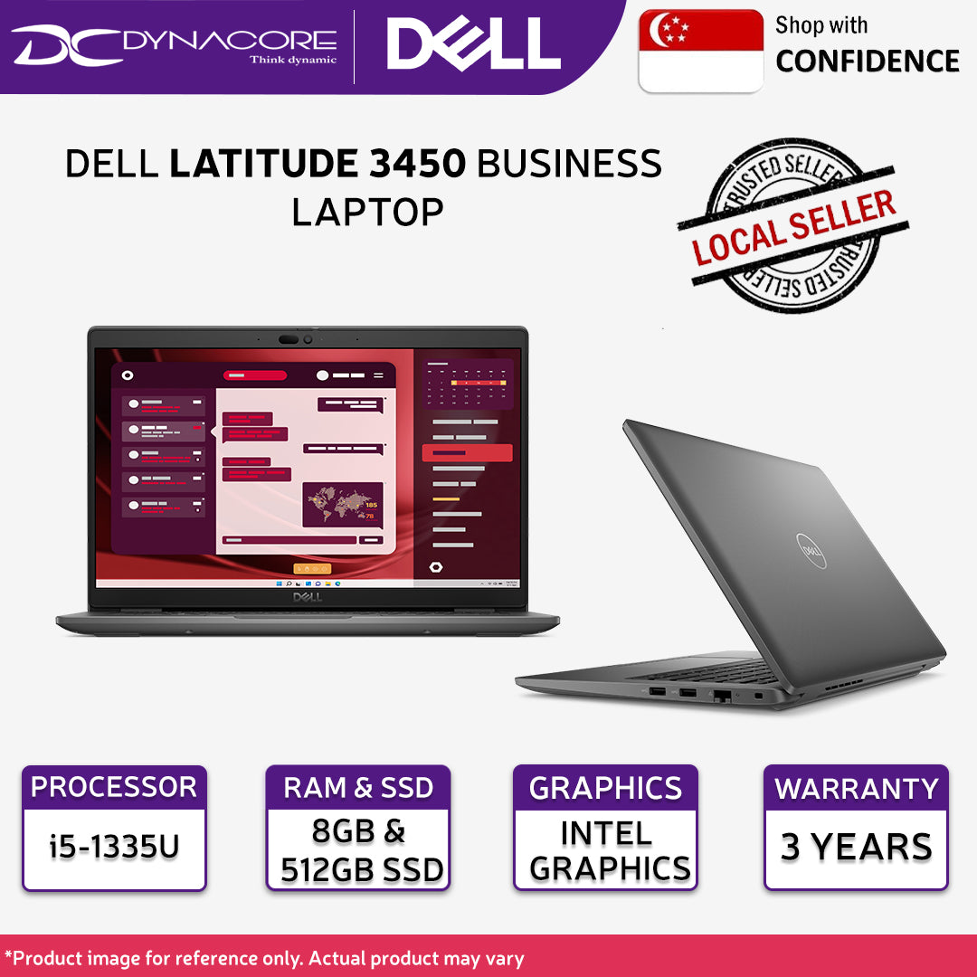 DELL LATITUDE 3450 BUSINESS LAPTOP (13th Gen Intel® Core™ i5-1335U 10CORE/8GB /512GB SSD /14" FHD/INTEL/W11-PRO) - DELL3450-i5