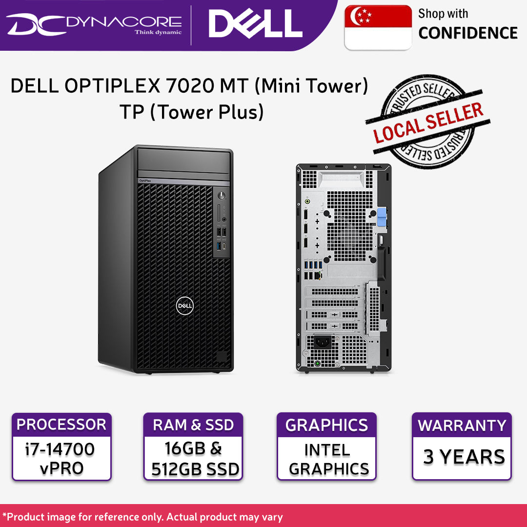 DELL OPTIPLEX 7020 MT (Mini Tower) TP (Tower Plus) BUSINESS DESKTOP (New 14th Gen Intel® Core™ i7-14700 Vpro/ 16GB / 512GB SSD/INTEL/ WIN11-PRO) - DELL7020PMTi716512GB