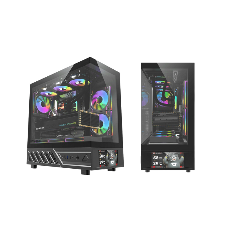 darkFlash DS950V ATX PC Case with 6-inch IPS screen and 6 Fans Black - DFDS950VBLK