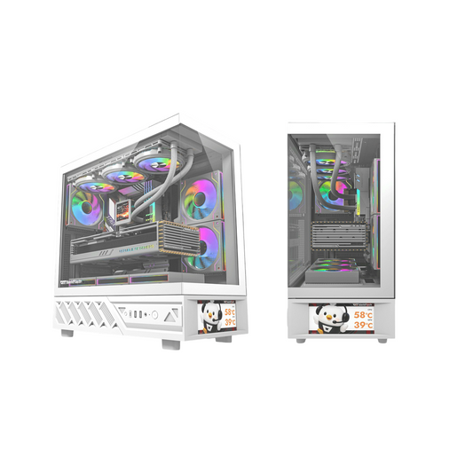 darkFlash DS950V ATX PC Case with 6-inch IPS screen and 6 Fans White - DFDS950VWHT