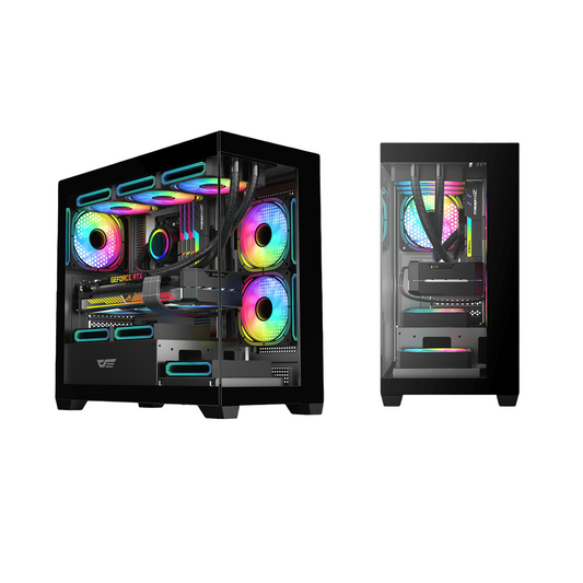 DarkFlash DS900M Tempered Glass M-ATX PC Case with 6 ARGB Fans - DFDS900MBLK