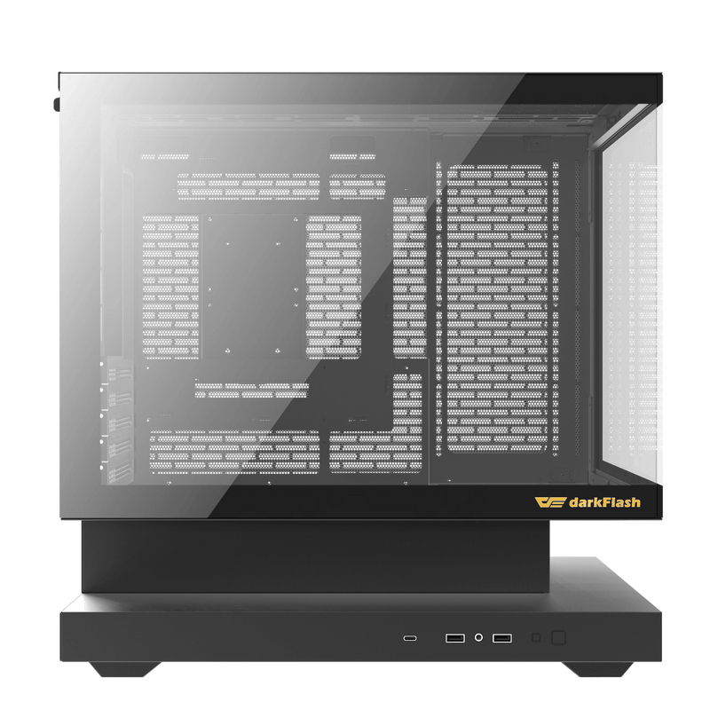DarkFlash FLOATRON F1 Micro-ATX PC Case Floating Base High-Airflow Mesh Front Tempered Glass Side Panel USB-C Black - DFF1BLK
