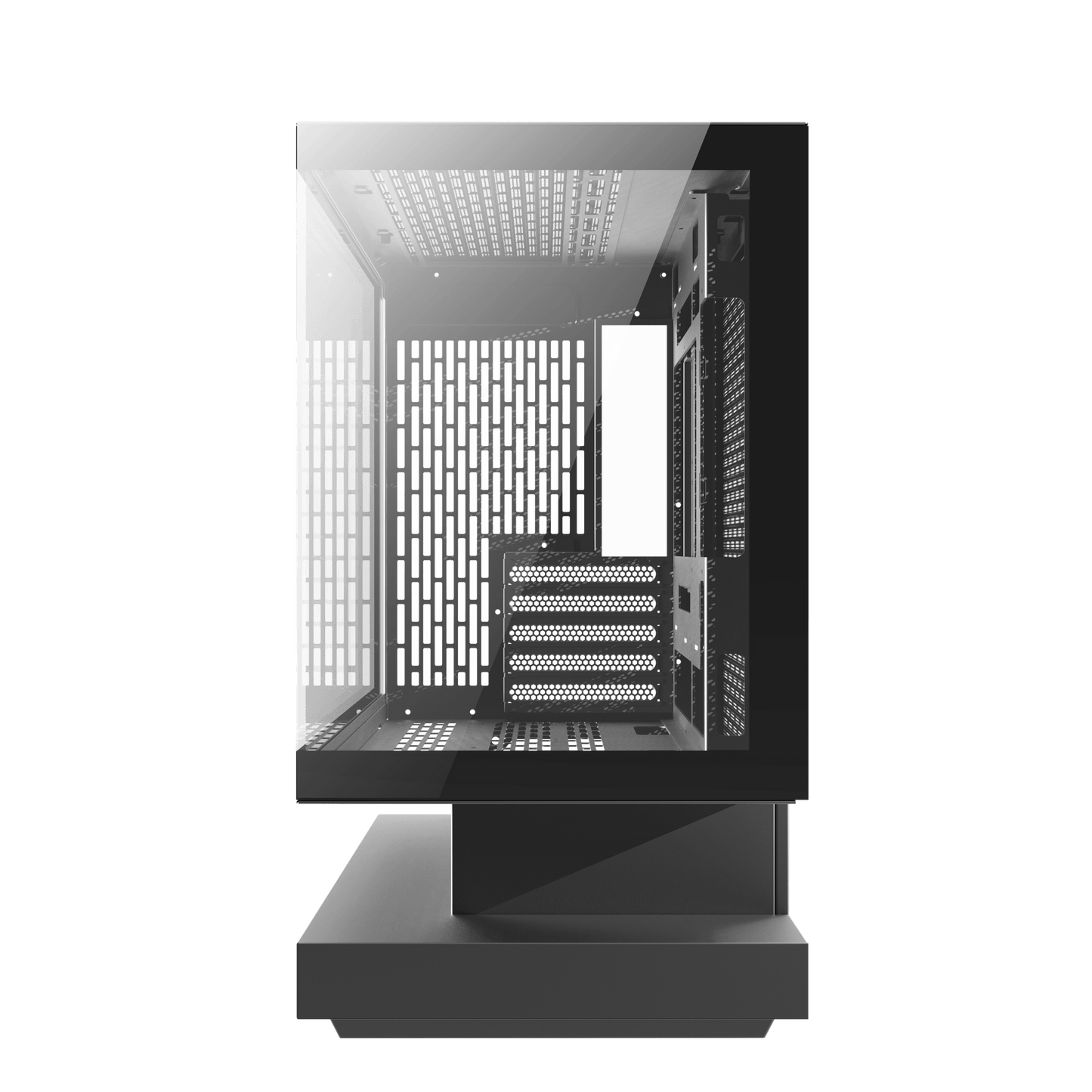 DarkFlash FLOATRON F1 Micro-ATX PC Case Floating Base High-Airflow Mesh Front Tempered Glass Side Panel USB-C Black - DFF1BLK