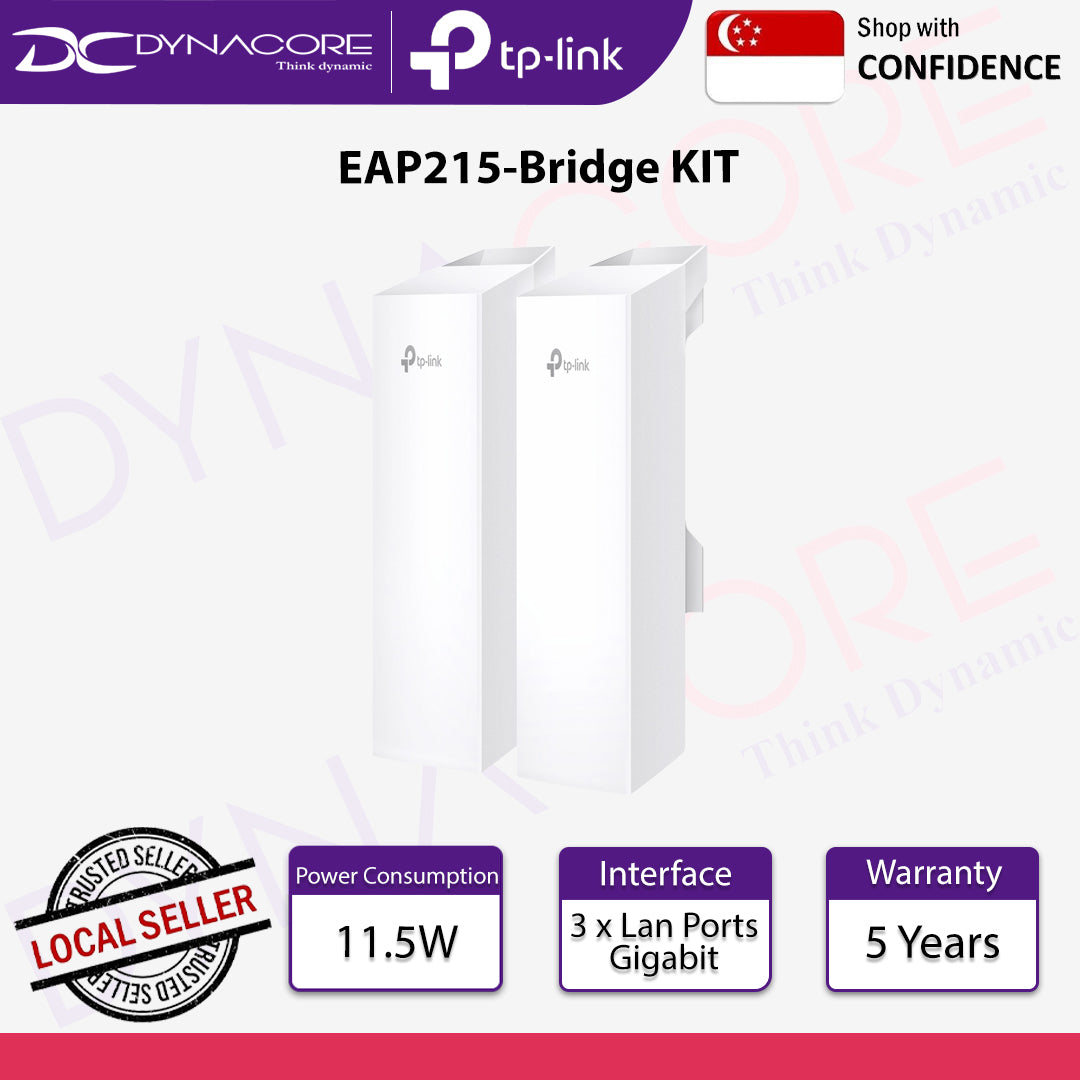 TP-Link EAP215-Bridge KIT Omada Wireless Bridge 5 GHz 867 Mbps Long-Range Indoor/Outdoor Access Point - 1210002603744