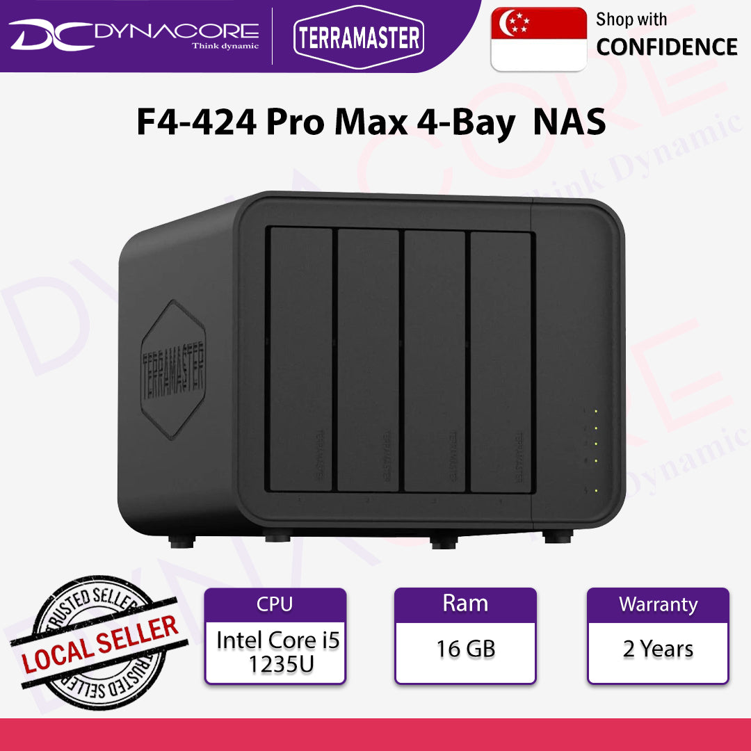 TERRAMASTER F4-424 Max 4-Bay Network Storage NAS - Intel i5-1235U 10 Core NAS 16GB DDR5, 10GbE x2