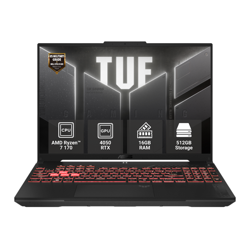 ASUS TUF GAMING A16 FA607NUQ-RL016W LAPTOP (RYZEN 7 170 8C/16GB RAM/512GB/RTX4050-6GB/16"FHD 144Hz/W11H) - FA607NUQ-RL016W