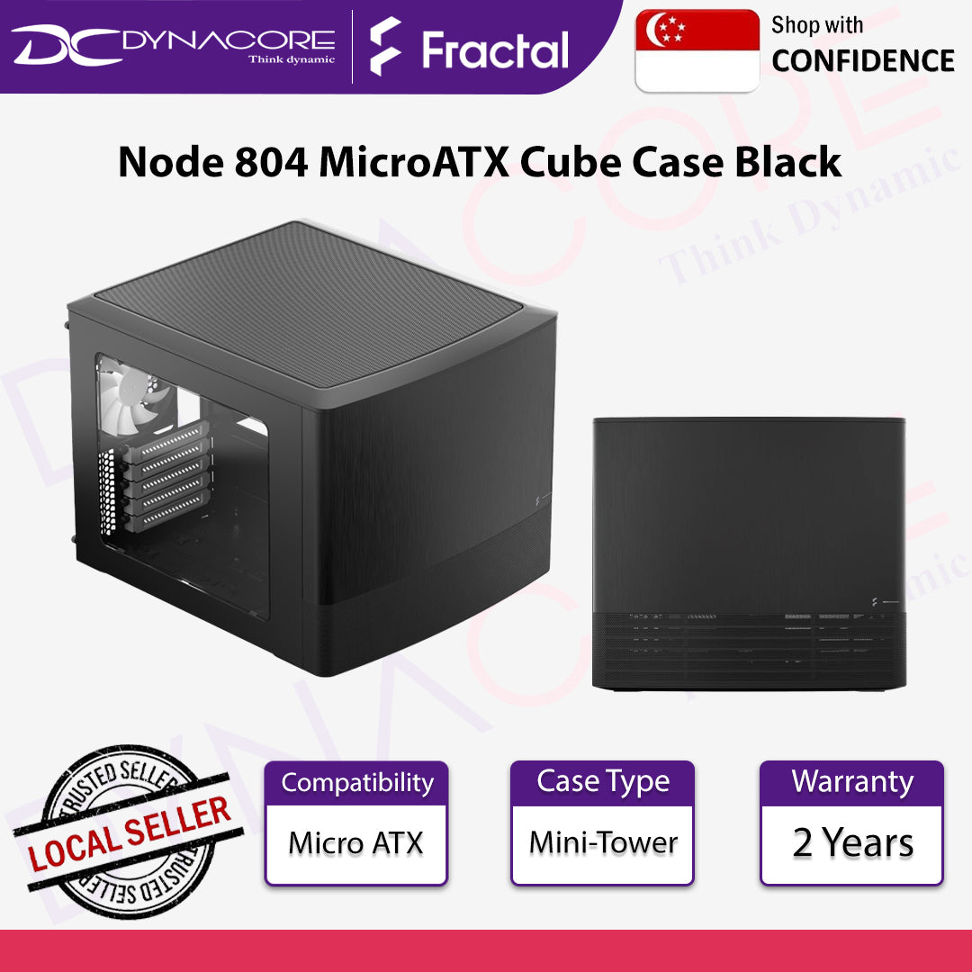 Fractal Design Node 804 MicroATX Cube Case Black - FDNODE804
