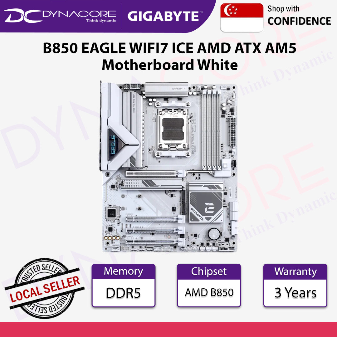 Gigabyte B850 EAGLE WIFI7 ICE AMD ATX AM5 Motherboard White - 4719331871239