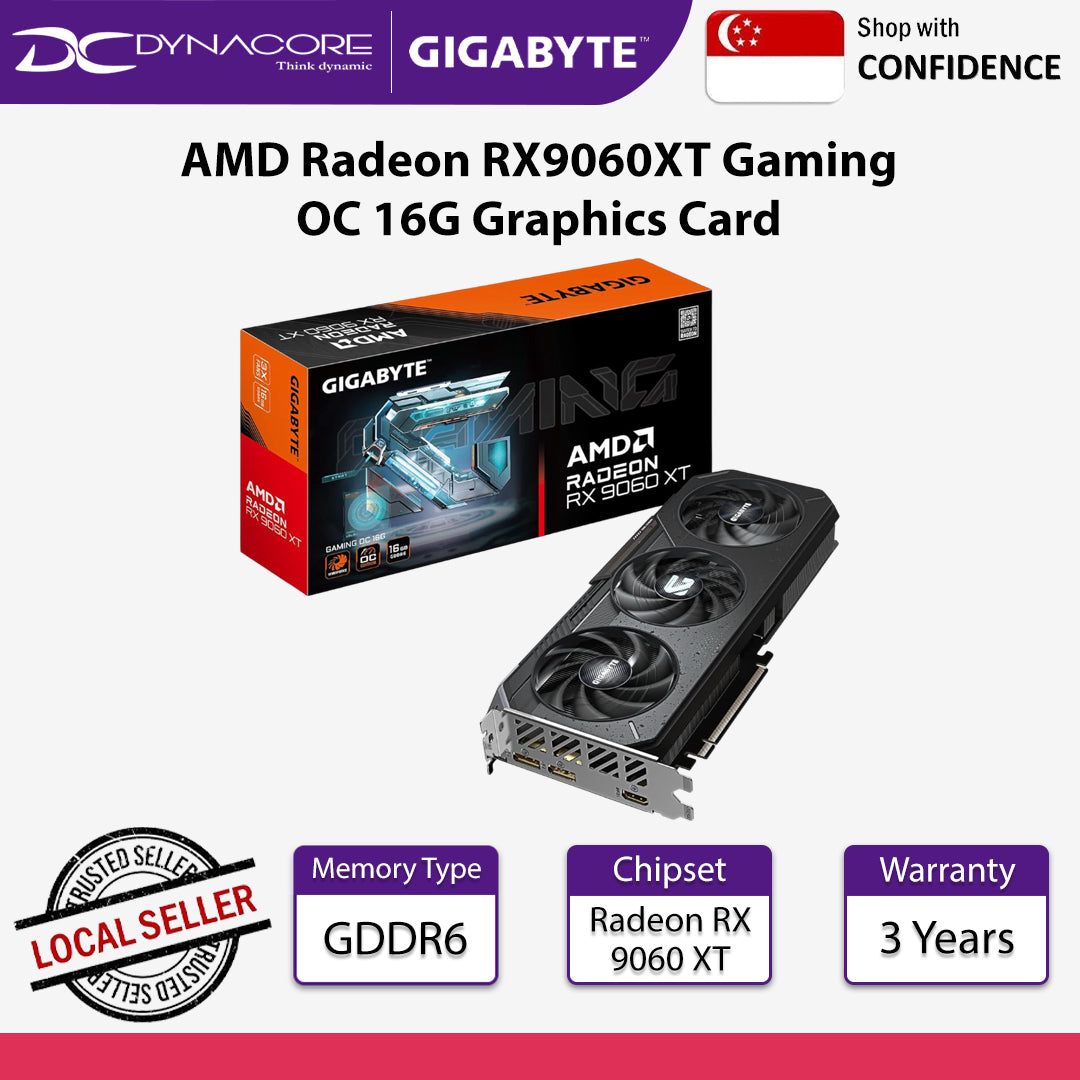 Gigabyte AMD Radeon RX9060XT Gaming OC 16G Graphics Card PCIe 5.0 16GB GDDR6 Triple Fan - 47193313562488