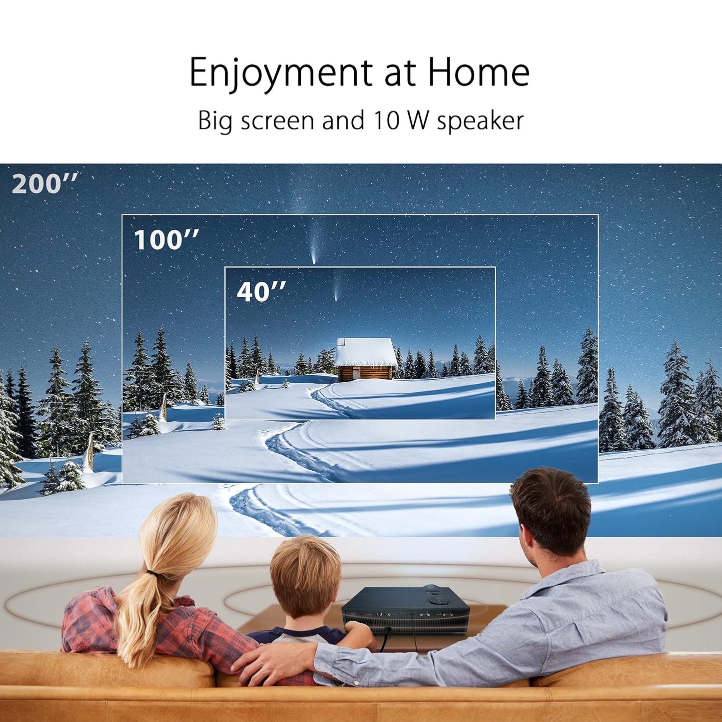 ASUS H1 LED Projector - Full HD, 3000 Lumens, 120 Hz, 125% sRGB, 10W Built-in Speaker - H1-B2B