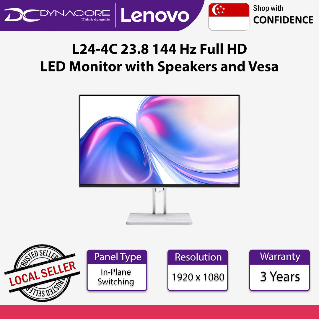 Lenovo L24-4C 23.8" IPS 1 ms 144 Hz Full HD LED Monitor with Speakers and Vesa - 67DDKAC6MY