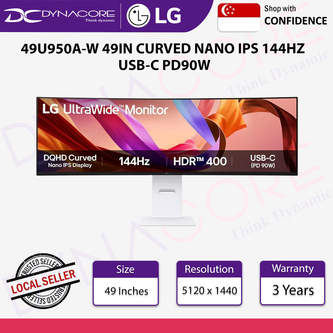 LG 49U950A-W 49 Inches Dual QHD CURVED NANO IPS 144HZ USB-C PD90W ULTRAWIDE - LG49U950A-W
