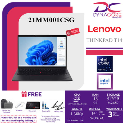 LENOVO THINKPAD T14 GEN 5 21MM001CSG (ULTRA 7 155U/16GB Ram/512GB SSD/14" WUXGA/INTEL/WIN11-PRO) - 21MM001CSG