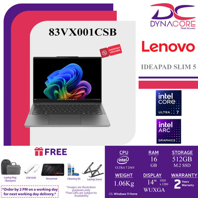 LENOVO IDEAPAD SLIM 5 ULTRA 83VX001CSB (ULTRA 7 256V/16GB LPDDR5X-8533/ 512GB SSD/14" WUXGA OLED/LUNA GREY/WIN11H) - 83VX001CSB