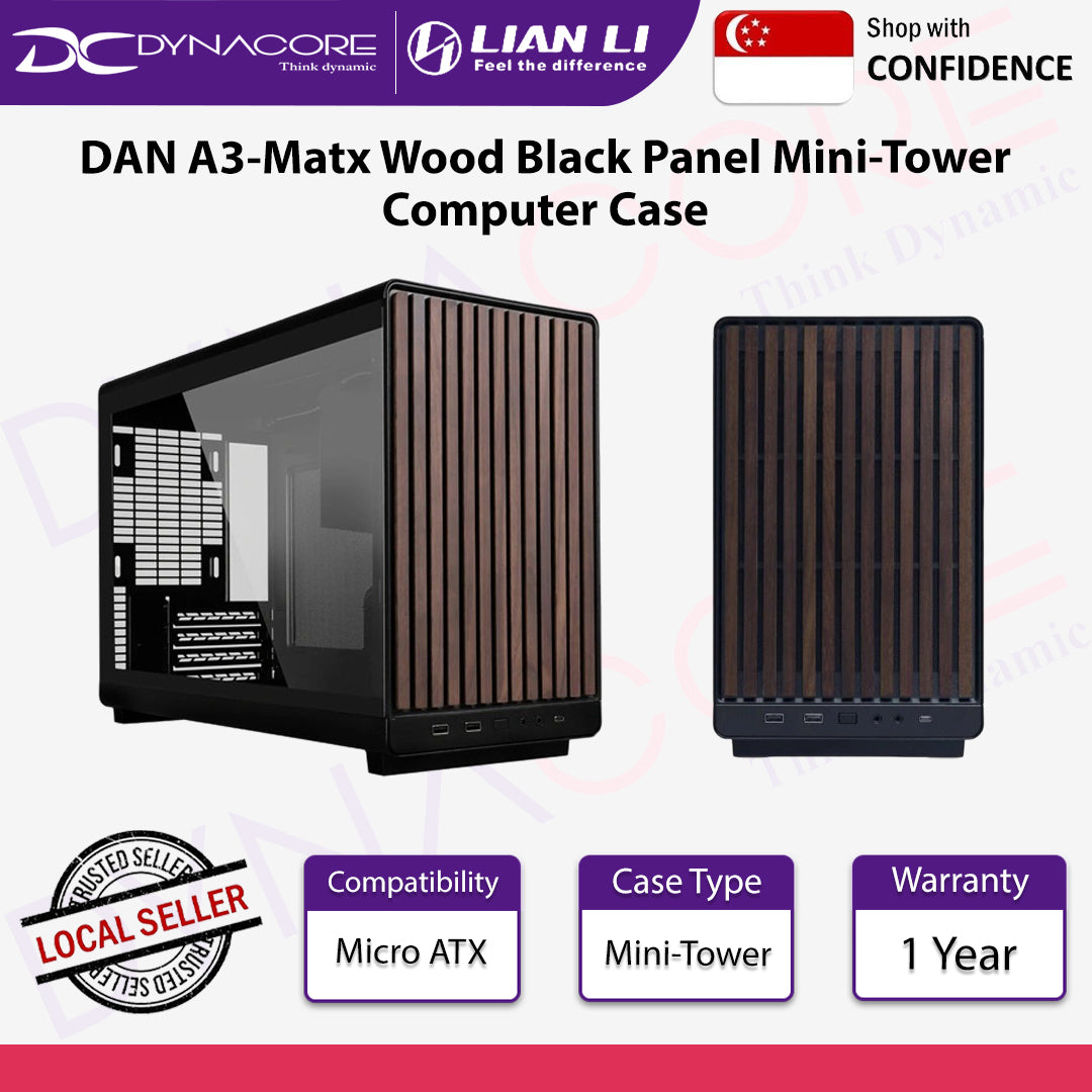 Lian Li DAN A3-Matx Wood Black Panel Mini-Tower Computer Case - LIANLIDANA3WDBLK