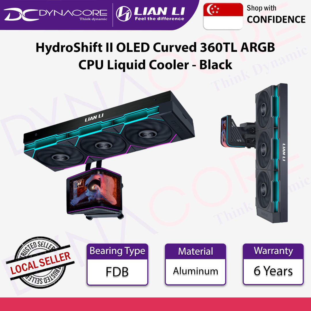 Lian Li HydroShift II OLED Curved 360TL ARGB CPU Liquid Cooler Black - 4718466023124